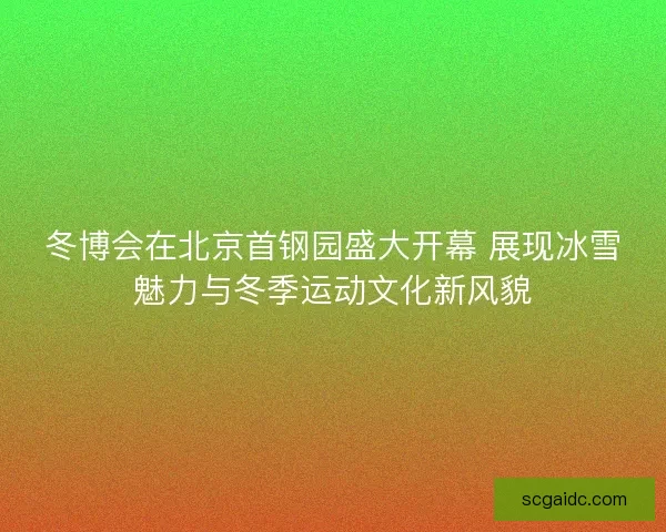冬博会在北京首钢园盛大开幕 展现冰雪魅力与冬季运动文化新风貌